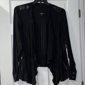 Cropped Moto Jacket with Waterfall Front. Torrid Plus Size 0X. Black.